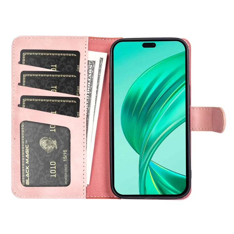 For Honor X8b 4G Cell Phone Cases Bump Proof PU Leather Color Splicing Cover