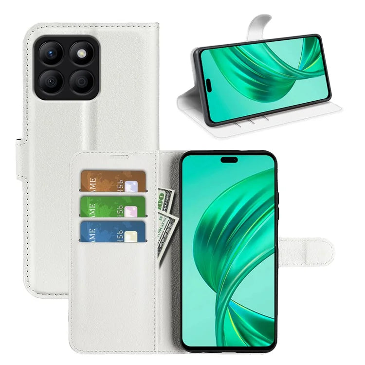 For Honor X8b 4G Leather Wallet Case Litchi Texture Protective Phone Cover