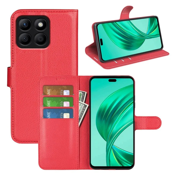 For Honor X8b 4G Leather Wallet Case Litchi Texture Protective Phone Cover