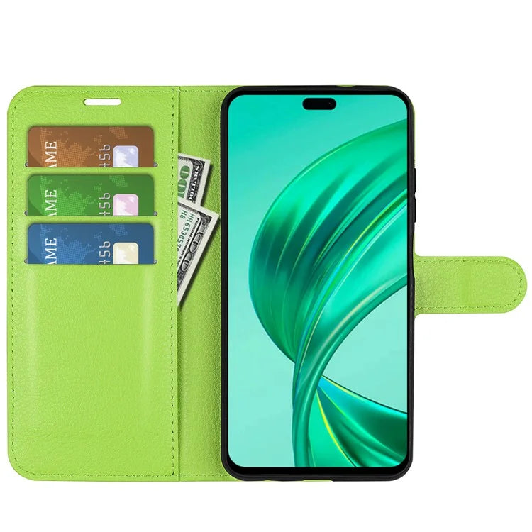 For Honor X8b 4G Leather Wallet Case Litchi Texture Protective Phone Cover