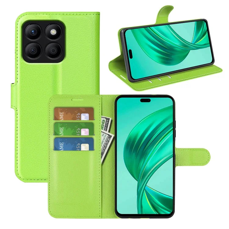 For Honor X8b 4G Leather Wallet Case Litchi Texture Protective Phone Cover