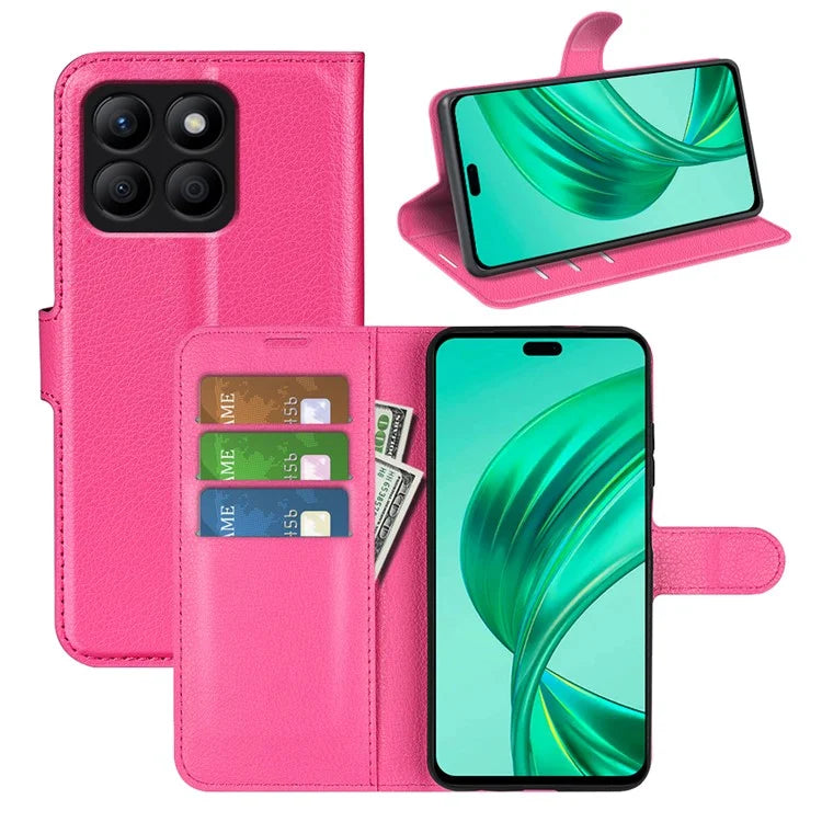 For Honor X8b 4G Leather Wallet Case Litchi Texture Protective Phone Cover