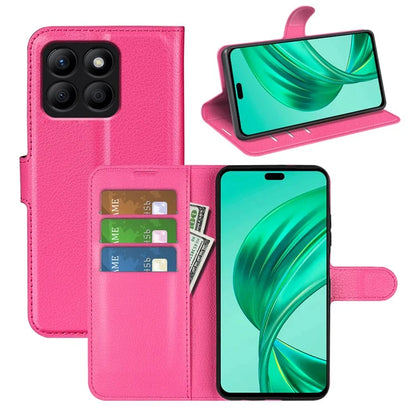 For Honor X8b 4G Leather Wallet Case Litchi Texture Protective Phone Cover
