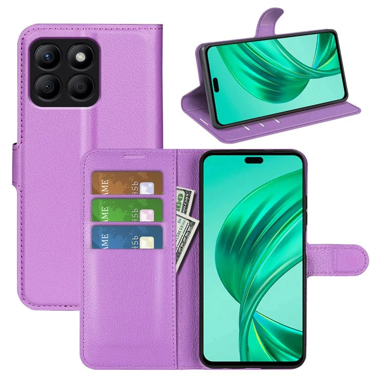 For Honor X8b 4G Leather Wallet Case Litchi Texture Protective Phone Cover