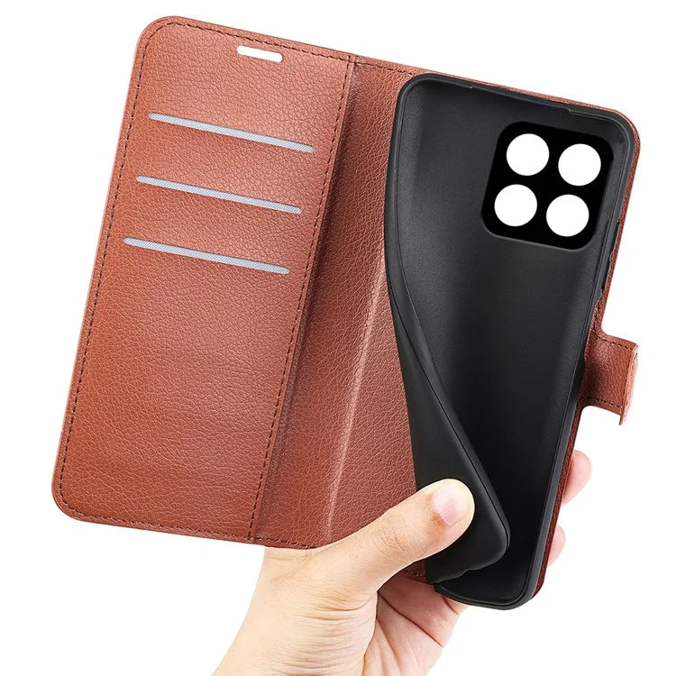 For Honor X8b 4G Leather Wallet Case Litchi Texture Protective Phone Cover