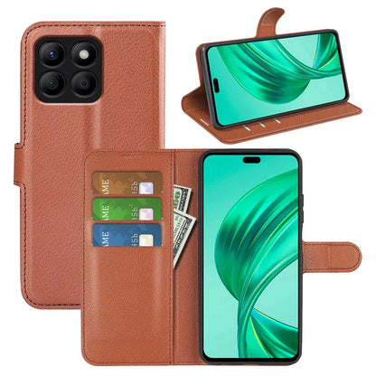 For Honor X8b 4G Leather Wallet Case Litchi Texture Protective Phone Cover