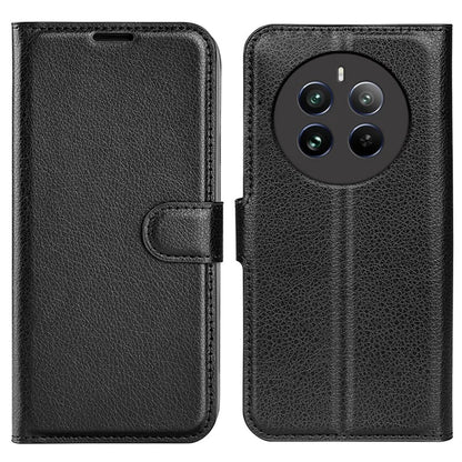 For Realme 12+ 5G Case Litchi Texture PU Leather Folio Flip Wallet Phone Cover