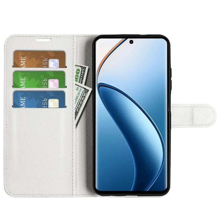 For Realme 12+ 5G Case Litchi Texture PU Leather Folio Flip Wallet Phone Cover