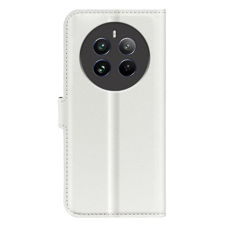 For Realme 12+ 5G Case Litchi Texture PU Leather Folio Flip Wallet Phone Cover