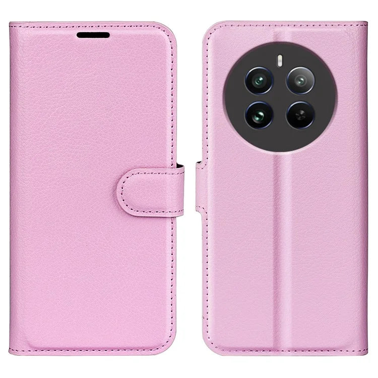 For Realme 12+ 5G Case Litchi Texture PU Leather Folio Flip Wallet Phone Cover