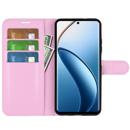 For Realme 12+ 5G Case Litchi Texture PU Leather Folio Flip Wallet Phone Cover