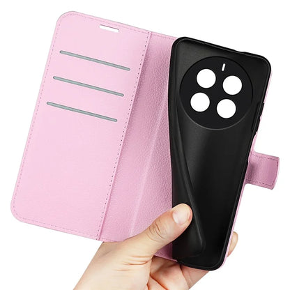 For Realme 12+ 5G Case Litchi Texture PU Leather Folio Flip Wallet Phone Cover