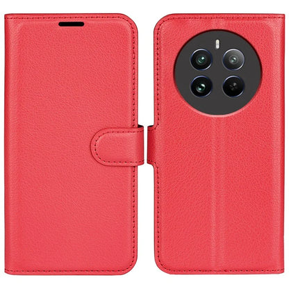 For Realme 12+ 5G Case Litchi Texture PU Leather Folio Flip Wallet Phone Cover
