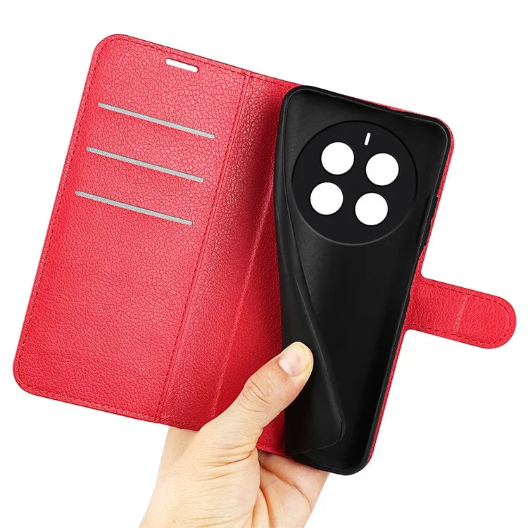For Realme 12+ 5G Case Litchi Texture PU Leather Folio Flip Wallet Phone Cover