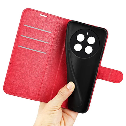 For Realme 12+ 5G Case Litchi Texture PU Leather Folio Flip Wallet Phone Cover