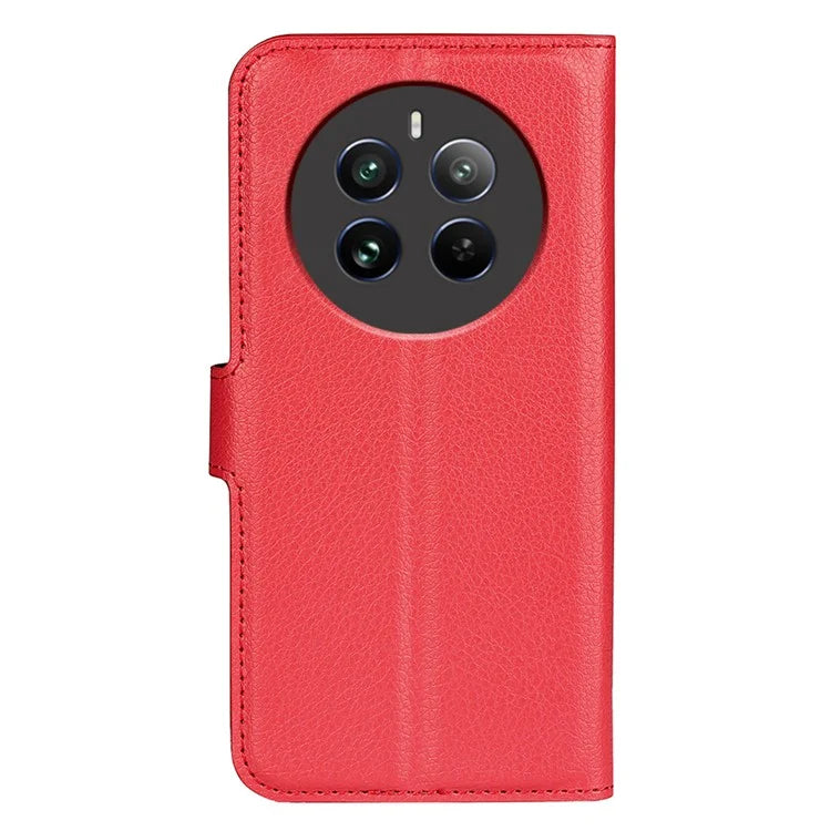 For Realme 12+ 5G Case Litchi Texture PU Leather Folio Flip Wallet Phone Cover