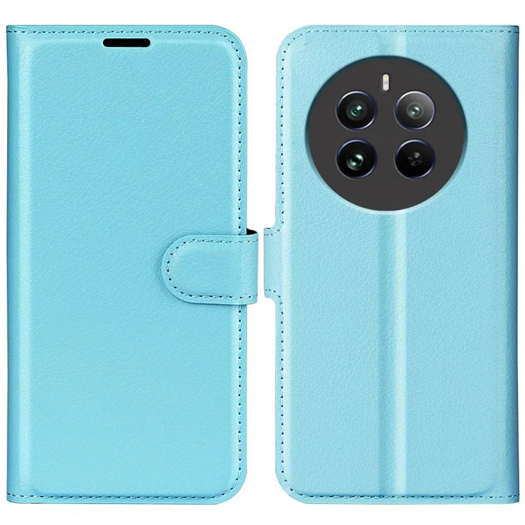 For Realme 12+ 5G Case Litchi Texture PU Leather Folio Flip Wallet Phone Cover