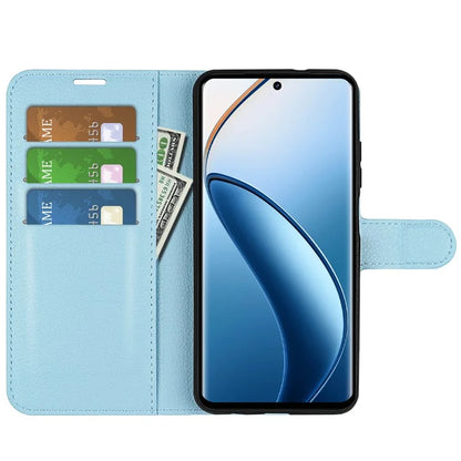 For Realme 12+ 5G Case Litchi Texture PU Leather Folio Flip Wallet Phone Cover
