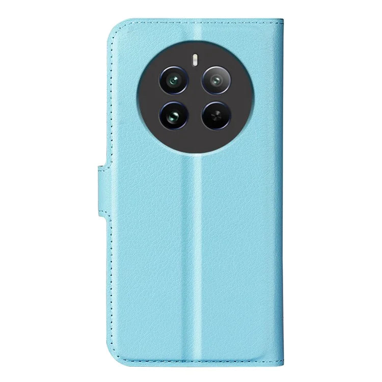For Realme 12+ 5G Case Litchi Texture PU Leather Folio Flip Wallet Phone Cover