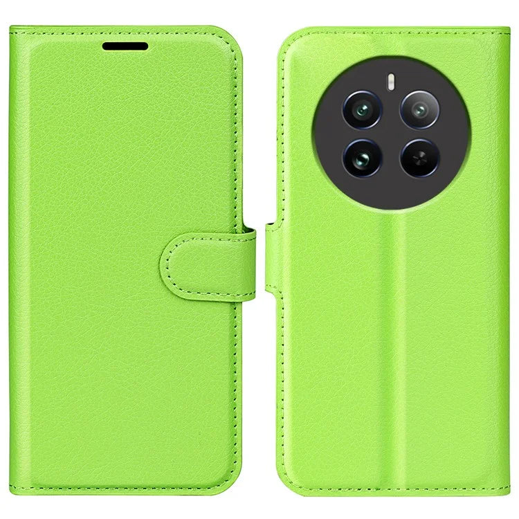 For Realme 12+ 5G Case Litchi Texture PU Leather Folio Flip Wallet Phone Cover