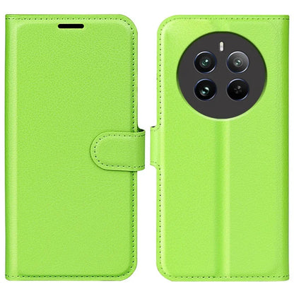 For Realme 12+ 5G Case Litchi Texture PU Leather Folio Flip Wallet Phone Cover