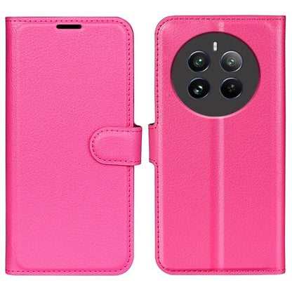 For Realme 12+ 5G Case Litchi Texture PU Leather Folio Flip Wallet Phone Cover
