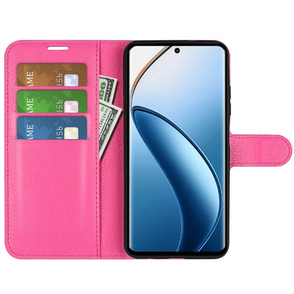 For Realme 12+ 5G Case Litchi Texture PU Leather Folio Flip Wallet Phone Cover
