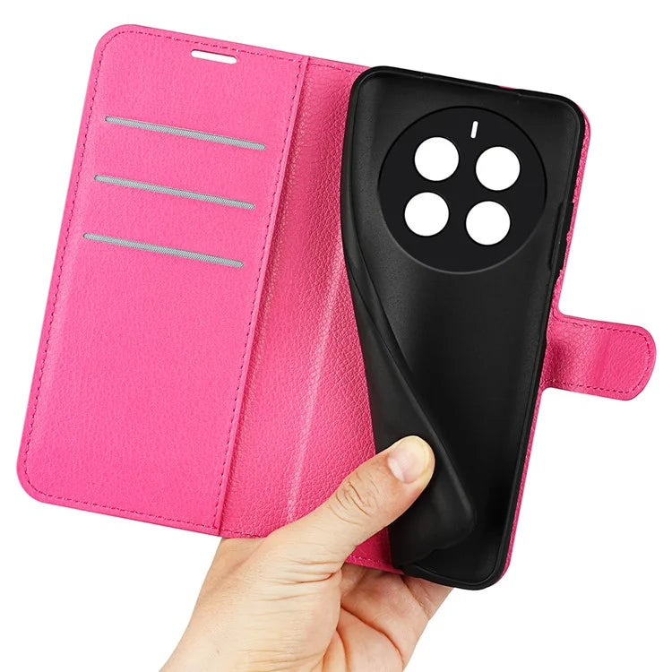 For Realme 12+ 5G Case Litchi Texture PU Leather Folio Flip Wallet Phone Cover