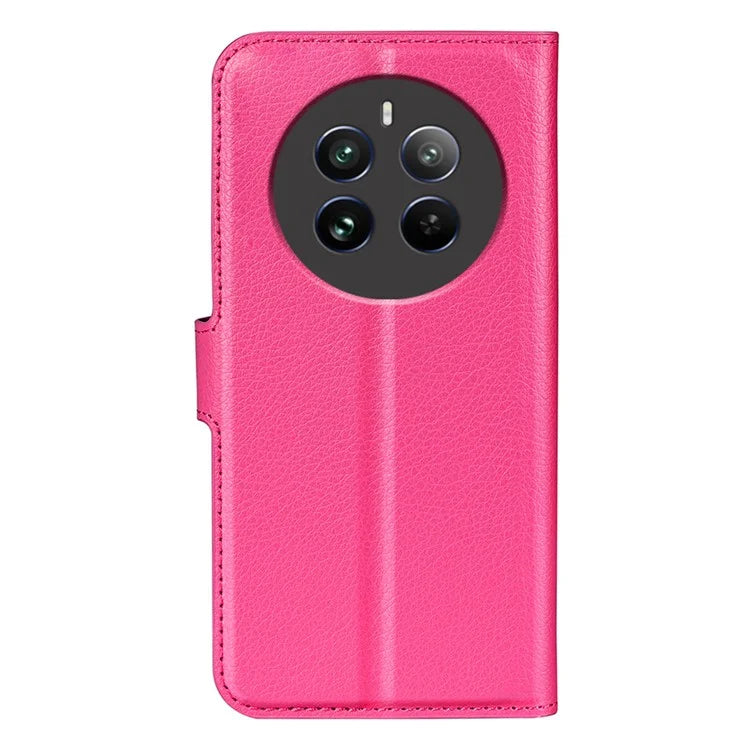 For Realme 12+ 5G Case Litchi Texture PU Leather Folio Flip Wallet Phone Cover
