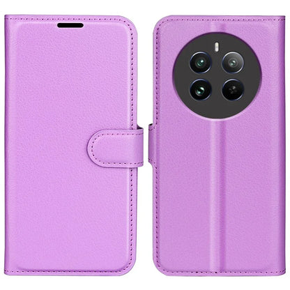 For Realme 12+ 5G Case Litchi Texture PU Leather Folio Flip Wallet Phone Cover