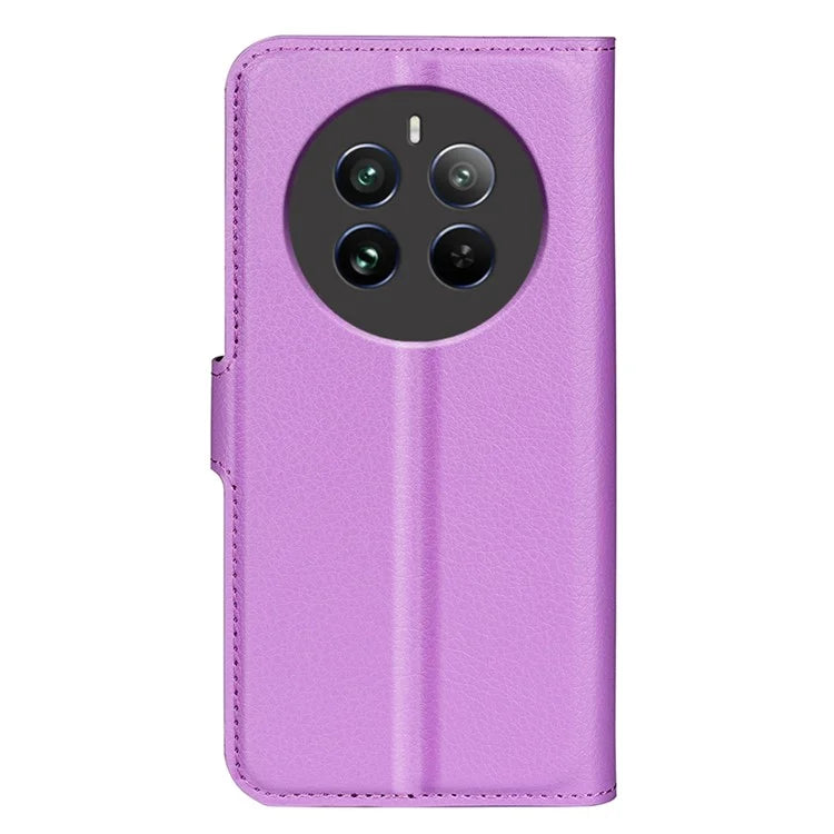 For Realme 12+ 5G Case Litchi Texture PU Leather Folio Flip Wallet Phone Cover