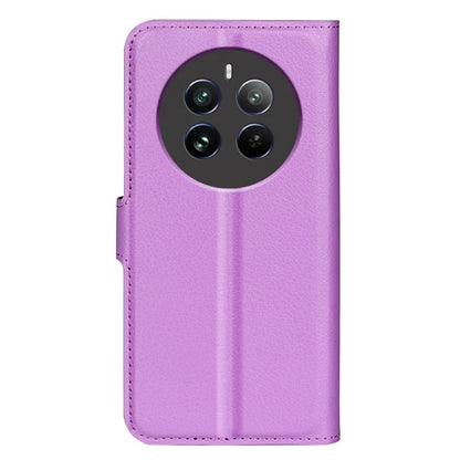 For Realme 12+ 5G Case Litchi Texture PU Leather Folio Flip Wallet Phone Cover