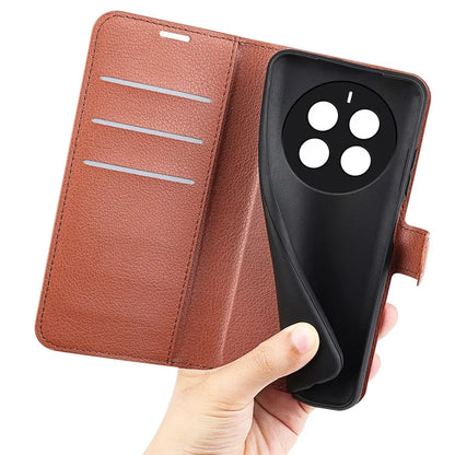 For Realme 12+ 5G Case Litchi Texture PU Leather Folio Flip Wallet Phone Cover