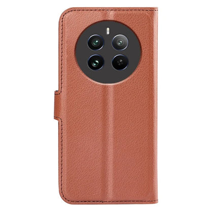 For Realme 12+ 5G Case Litchi Texture PU Leather Folio Flip Wallet Phone Cover