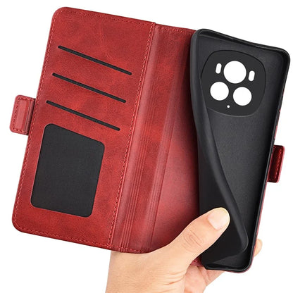 For Honor Magic6 Pro 5G Phone Case Dual Magnetic Clasp Leather Flip Cover