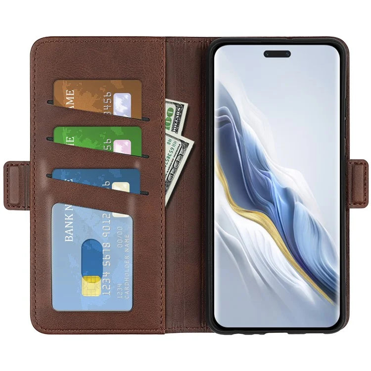 For Honor Magic6 Pro 5G Phone Case Dual Magnetic Clasp Leather Flip Cover