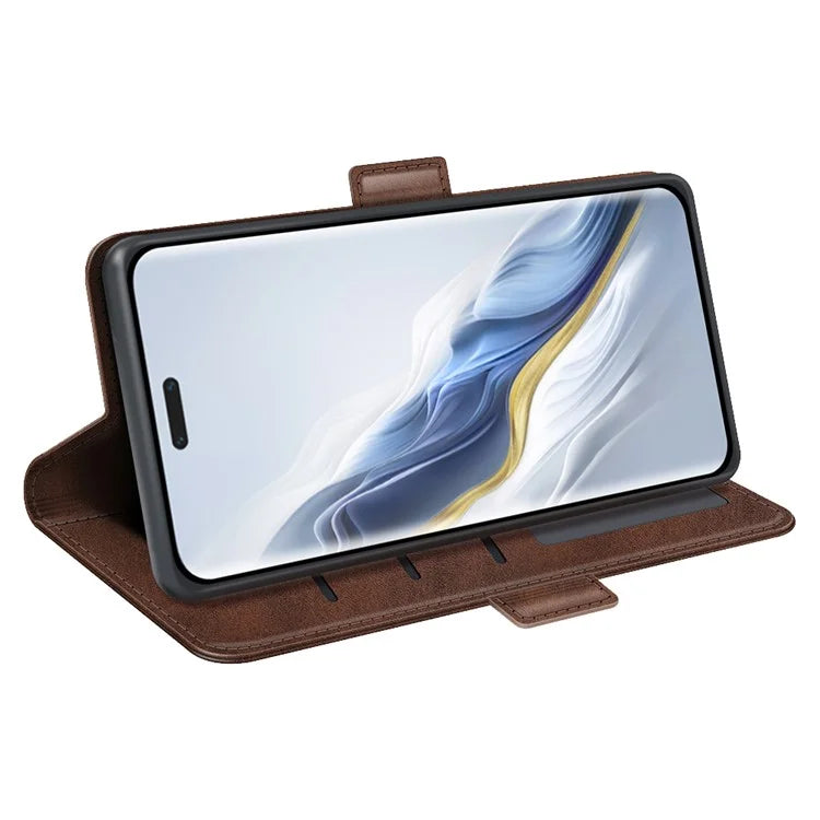 For Honor Magic6 Pro 5G Phone Case Dual Magnetic Clasp Leather Flip Cover