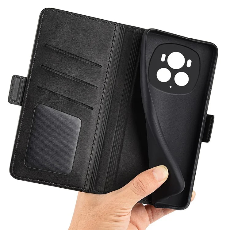 For Honor Magic6 Pro 5G Phone Case Dual Magnetic Clasp Leather Flip Cover