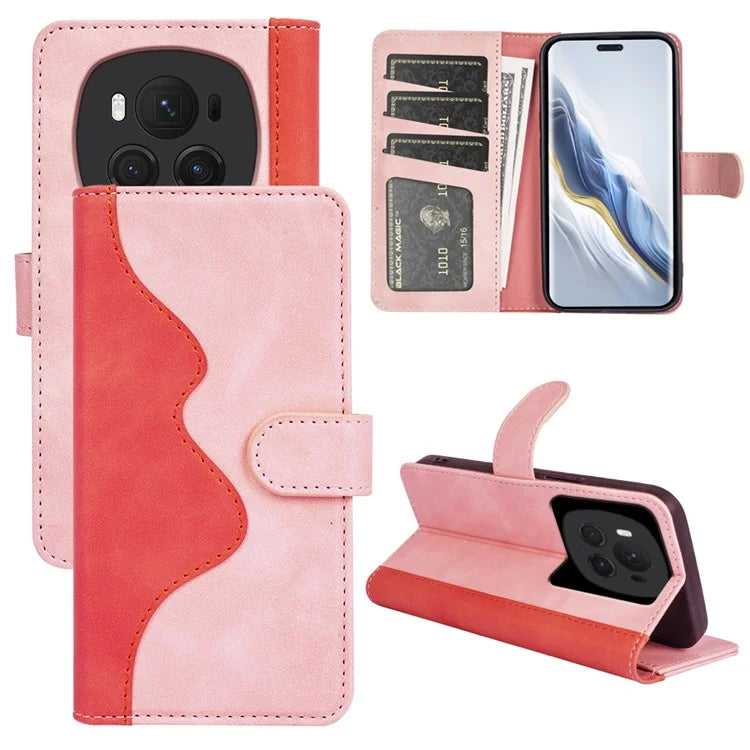 For Honor Magic6 Pro 5G Case PU Leather Color Splicing Wallet Phone Cover