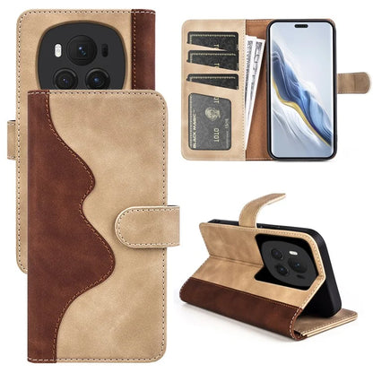For Honor Magic6 Pro 5G Case PU Leather Color Splicing Wallet Phone Cover