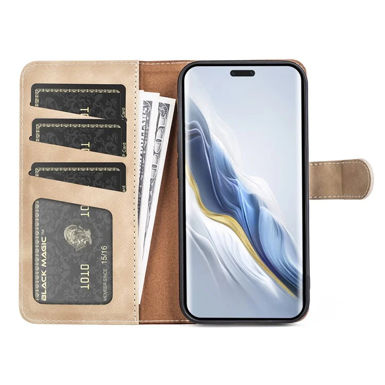 For Honor Magic6 Pro 5G Case PU Leather Color Splicing Wallet Phone Cover
