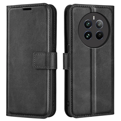 For Realme 12+ 5G Leather Case Calf Texture Phone Wallet Cover