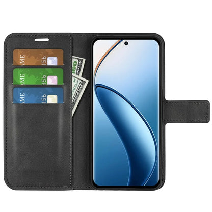For Realme 12+ 5G Leather Case Calf Texture Phone Wallet Cover