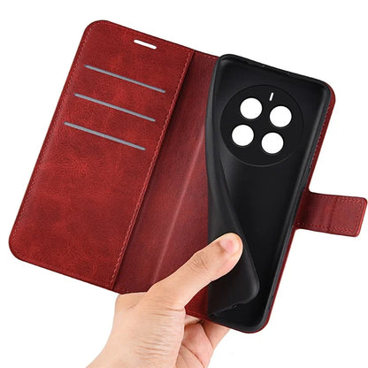 For Realme 12+ 5G Leather Case Calf Texture Phone Wallet Cover