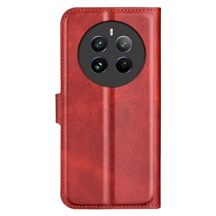 For Realme 12+ 5G Leather Case Calf Texture Phone Wallet Cover