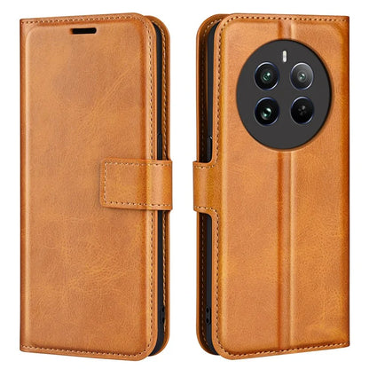 For Realme 12+ 5G Leather Case Calf Texture Phone Wallet Cover