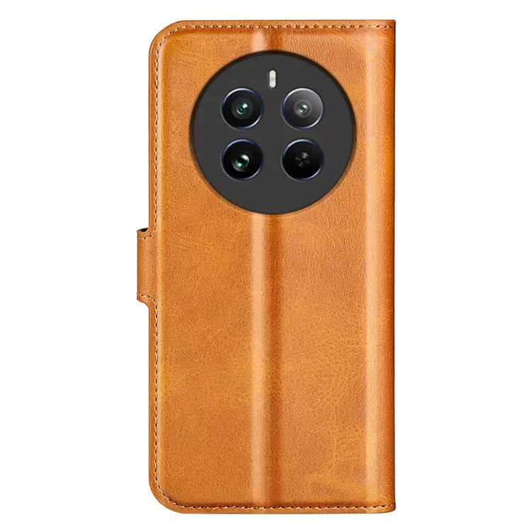 For Realme 12+ 5G Leather Case Calf Texture Phone Wallet Cover