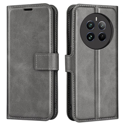 For Realme 12+ 5G Leather Case Calf Texture Phone Wallet Cover