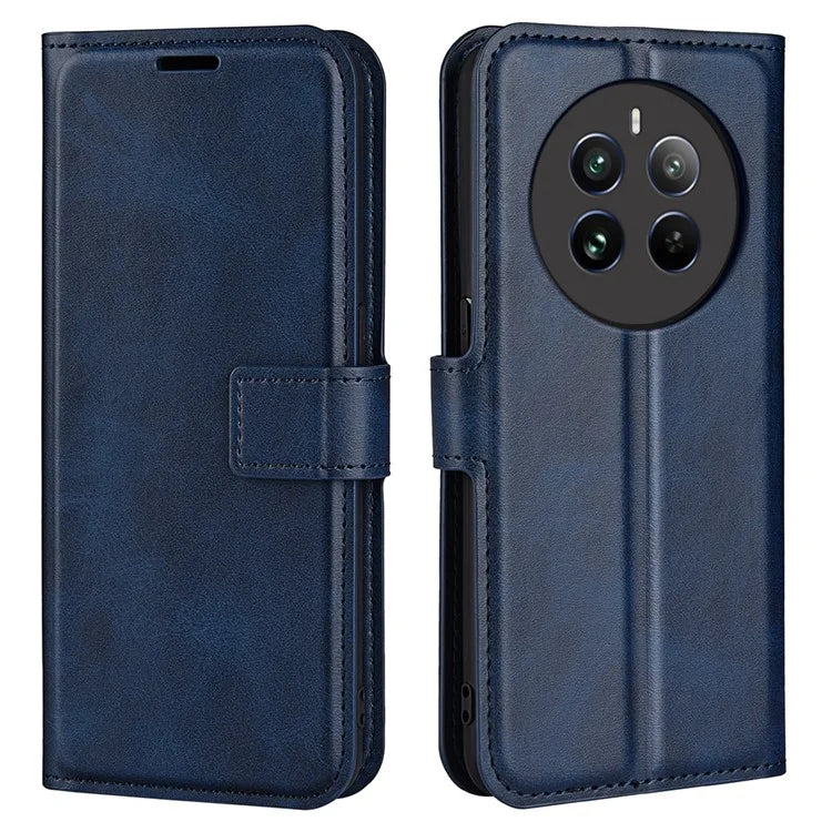 For Realme 12+ 5G Leather Case Calf Texture Phone Wallet Cover