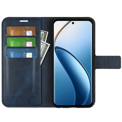 For Realme 12+ 5G Leather Case Calf Texture Phone Wallet Cover